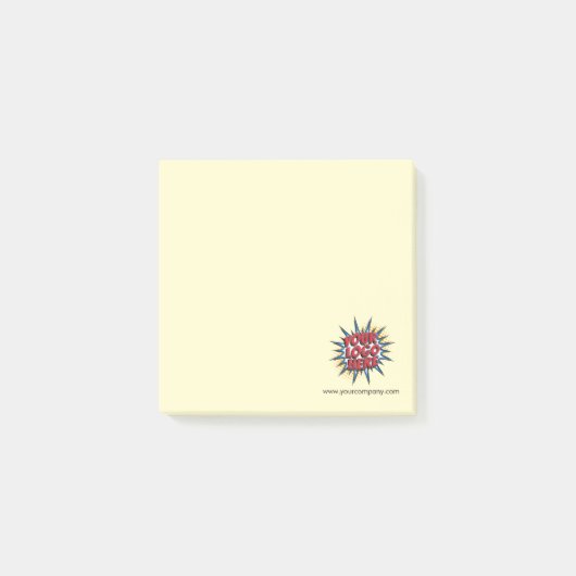 Aangepaste Logo & Website Info Geel Post-it® Notes (Voorkant)