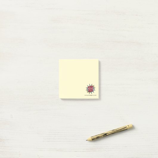 Aangepaste Logo & Website Info Geel Post-it® Notes (Op bureau)