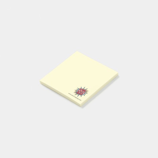Aangepaste Logo & Website Info Geel Post-it® Notes (Schuin)