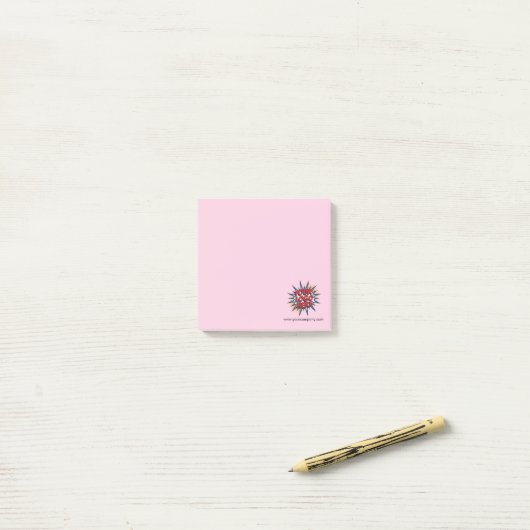 Aangepaste Logo & Website Info Roze Post-it® Notes (Op bureau)