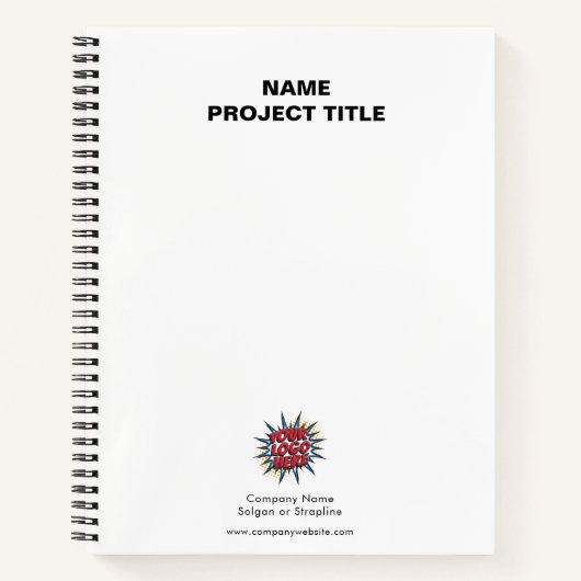 Aangepaste Logo, Website, Naam, Wit Notitieboek (Voorkant)