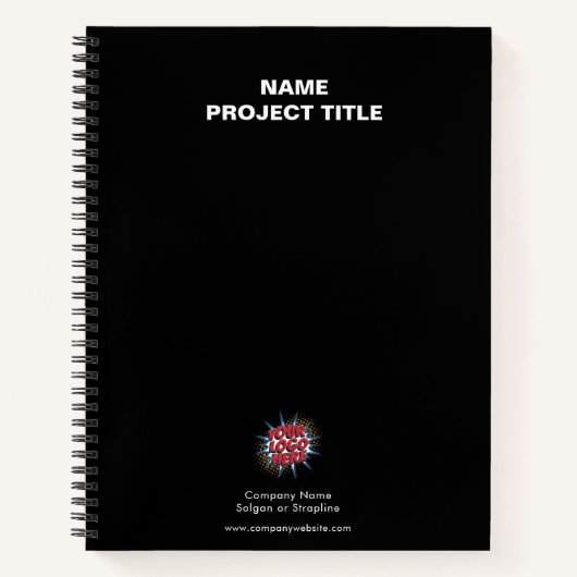 Aangepaste Logo, Website, Naam, Zwart Notitieboek (Voorkant)