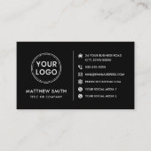 Aangepaste logo website sociale media modern zwart visitekaartje (Voorkant)