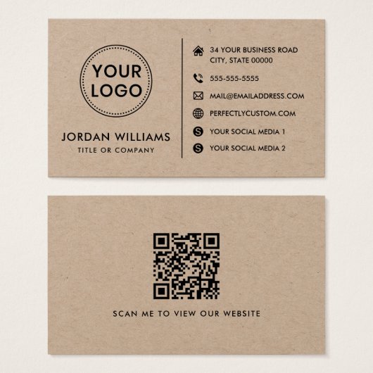 Aangepaste logo website sociale media moderne QR-c Visitekaartje (Voorkant /achterkant)