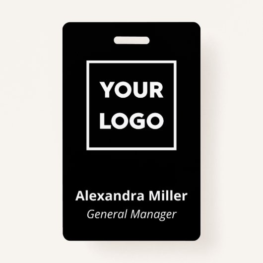 Aangepaste Logo werknemer Eenvoudige zwarte naam Badge (Voorkant)