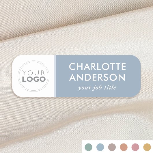 Aangepaste Logo werknemer Functie Titel Dusty Blue Naamplaatje