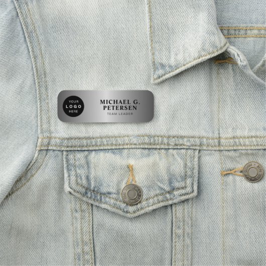 Aangepaste logo werknemer naam titel zilver magnet naamplaatje (In situ)