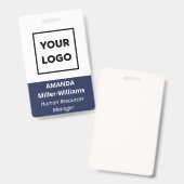 Aangepaste Logo werknemer Vette witte marineblauw  Badge (Front & Back)