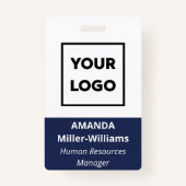 Aangepaste Logo werknemer Vette witte marineblauw  Badge (Voorkant)