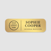 Aangepaste Logo Werknemersnaam Faux Gold Naamplaatje (Voorkant)