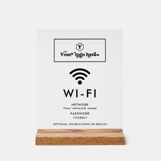 Aangepaste Logo Wi-Fi-netwerk en wachtwoord Aanmel Acryl Bord (Voorkant)