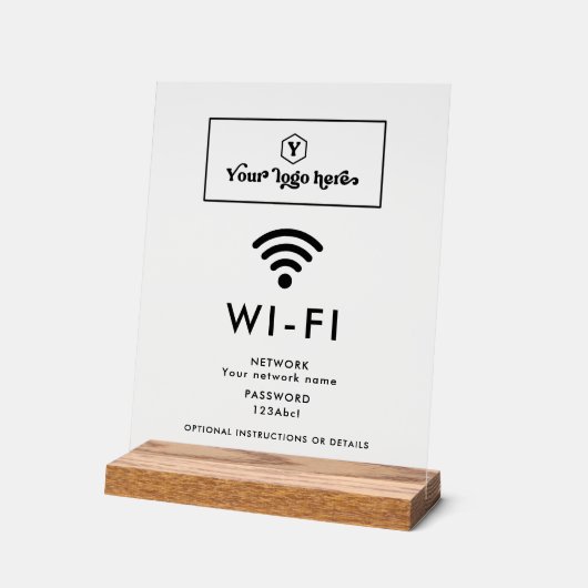 Aangepaste Logo Wi-Fi-netwerk en wachtwoord Aanmel Acryl Bord (Hoek)