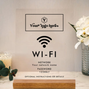 Aangepaste Logo Wi-Fi-netwerk en wachtwoord Aanmel Acryl Bord