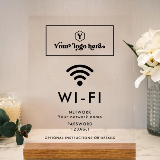 Aangepaste Logo Wi-Fi-netwerk en wachtwoord Aanmel Acryl Bord