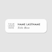 Aangepaste Logo Wit Minimale Basis Titel Pin Magne Naamplaatje (Voorkant)