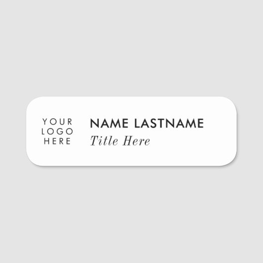 Aangepaste Logo Wit Minimale Basis Titel Pin Magne Naamplaatje (Voorkant)