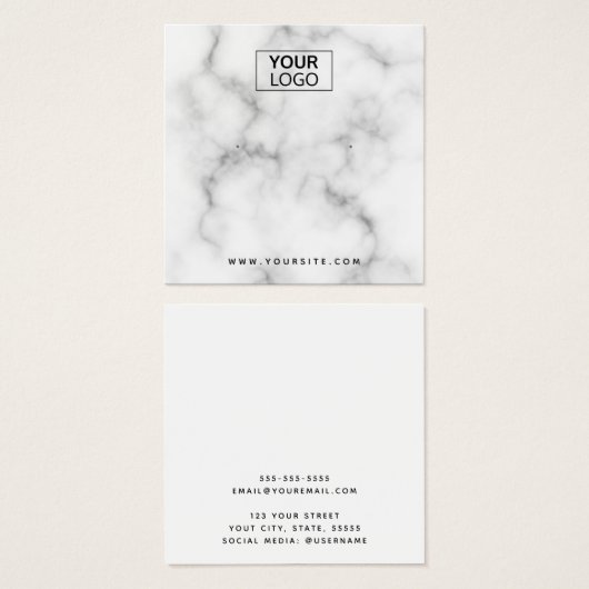 Aangepaste logo witte marmerkaart vierkante visitekaartjes (Voorkant /achterkant)