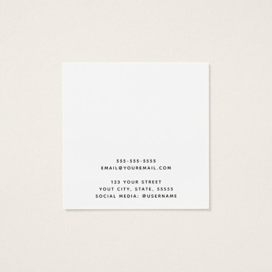 Aangepaste logo witte marmerkaart vierkante visitekaartjes (Achterkant)