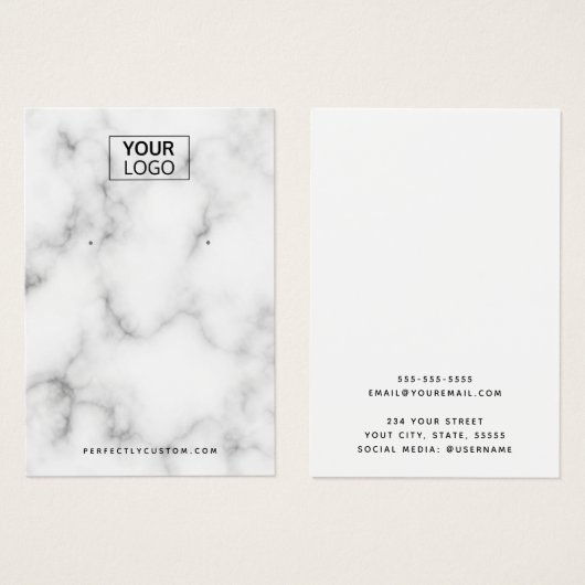 Aangepaste logo witte marmerkaart visitekaartje (Voorkant /achterkant)