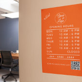 Aangepaste Logo Witte Zakelijke Openingstijden & Q Raamsticker