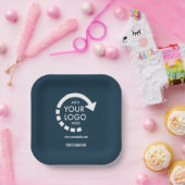 Aangepaste logo zakelijk | marineblauw papieren bordje (Feest)