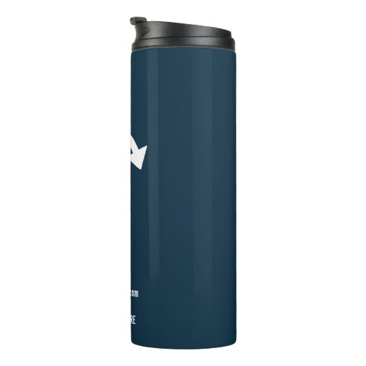 Aangepaste logo zakelijk | marineblauw thermosbeker (Geroteerd rechts)