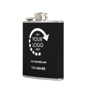 Aangepaste logo zakelijk | Modern zwart Heupfles (Links)