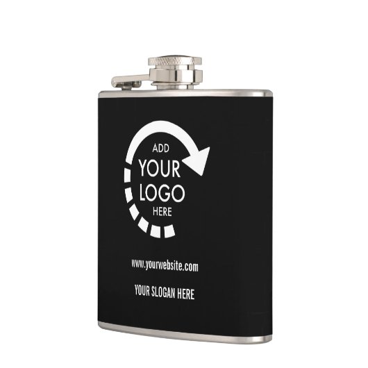 Aangepaste logo zakelijk | Modern zwart Heupfles (Links)