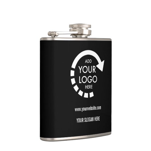 Aangepaste logo zakelijk | Modern zwart Heupfles (Rechts)