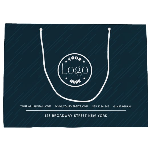 Aangepaste Logo | Zakelijk promotiemaillenblauw Groot Cadeauzakje (Achterkant)