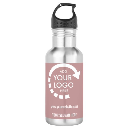 Aangepaste logo zakelijk | Roos Taupe Waterfles (Voorkant)