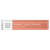 Aangepaste Logo zalm-peach kleur Modern Naambordje (Voorkant)