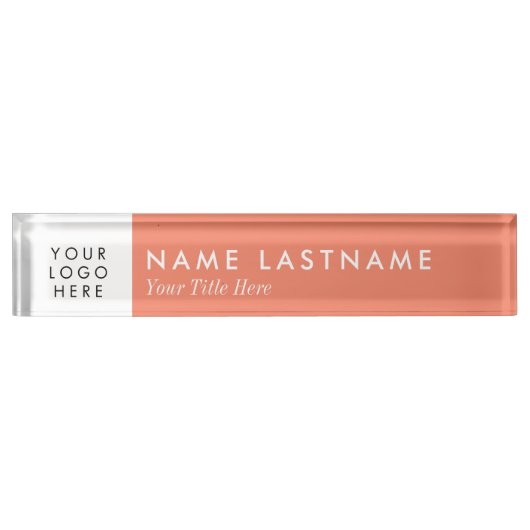 Aangepaste Logo zalm-peach kleur Modern Naambordje (Voorkant)