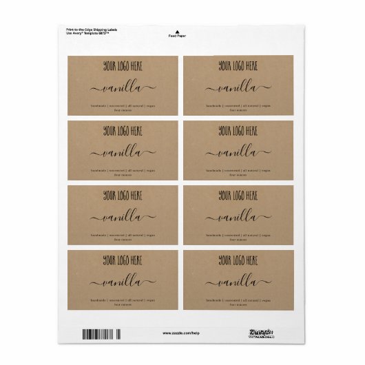 Aangepaste Logo zeep Label Kraft Sticker (Full Sheet)