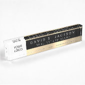 Aangepaste Logo Zwart Goud Elegant Professional Naambordje