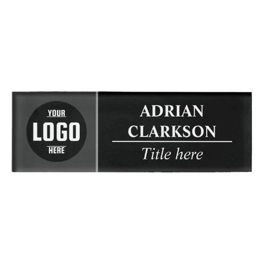 Aangepaste Logo Zwart/Houtskool Magnetische Naam T Naambadge (Voorkant)