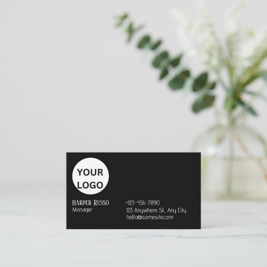 Aangepaste logo zwart visitekaartje (Staand voorkant)