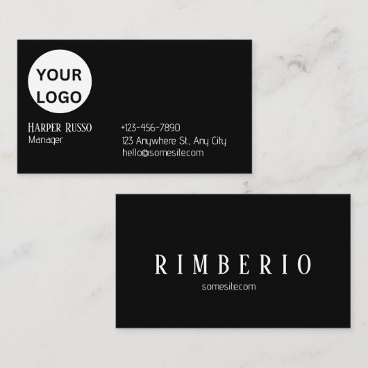 Aangepaste logo zwart visitekaartje (Voorkant / Achterkant)