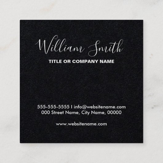 Aangepaste logo Zwart-wit vierkante visitekaartjes (Achterkant)