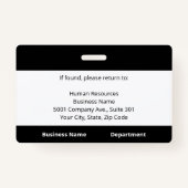 Aangepaste Logo zwart-witte foto-ID werknemer Badge (Achterkant)