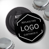 Aangepaste Logo zwarte achtergrond Zakelijke promo Button Flesopener