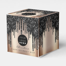 Aangepaste Logo zwarte Glitter-schijven Boutique R Bedankdoosjes