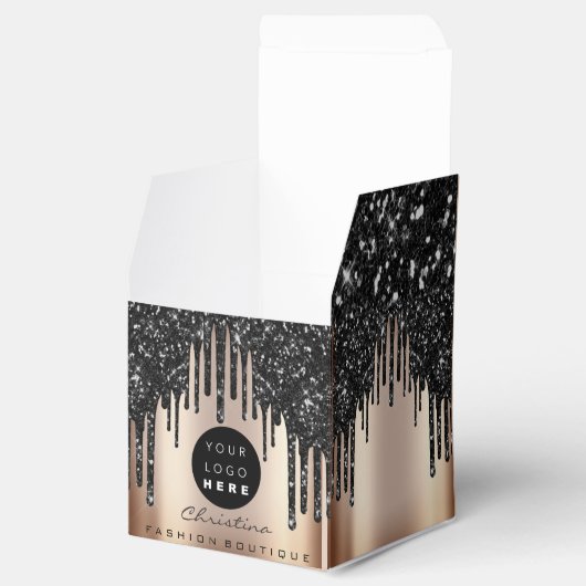 Aangepaste Logo zwarte Glitter-schijven Boutique R Bedankdoosjes (Geopend)