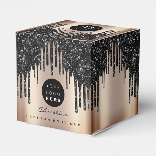 Aangepaste Logo zwarte Glitter-schijven Boutique R Bedankdoosjes (Achterkant)