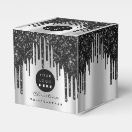 Aangepaste Logo zwarte Glitter-schijven Boutique S Bedankdoosjes