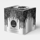 Aangepaste Logo zwarte Glitter-schijven Boutique S Bedankdoosjes (Achterkant)