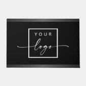 Aangepaste logo zwarte grijze grenzen deurmat (Voorkant)