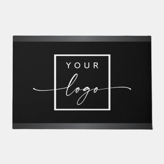 Aangepaste logo zwarte grijze grenzen deurmat (Voorkant)