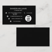 Aangepaste Logo zwarte minimalistische pictogramme Visitekaartje (Voorkant / Achterkant)