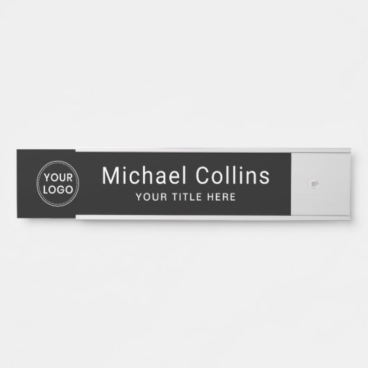Aangepaste logo zwarte naam en sjabloon titel deurbordje (Voorkant)